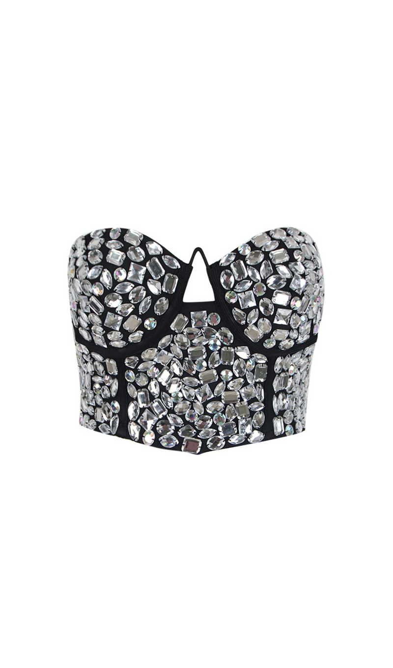 ADOLPHA RHINESTONE CROP BANDAGE TOP MISS LEE LABEL