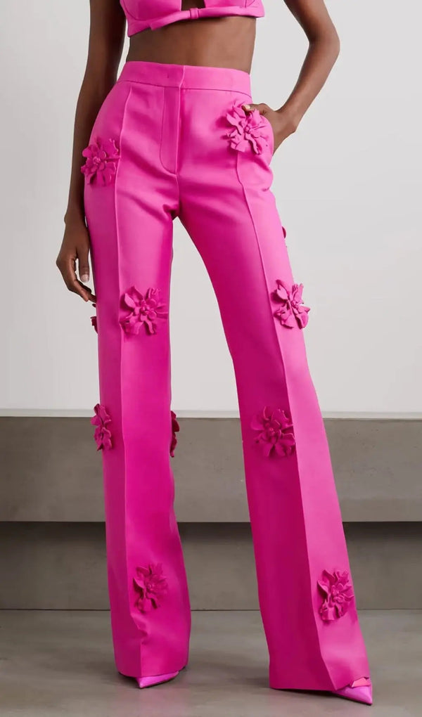 ACEDIA PINK STEREO FLOWER MID-RISE PANTS MISS LEE LABEL