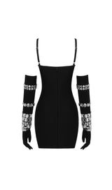 ABDON BLACK CRYSTAL EMBELLISHED DRESS WITH GLOVES MISS LEE LABEL