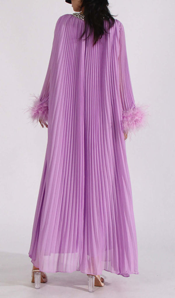 CIERRA DIAMOND FEATHER LONG SLEEVE MAXI DRESS MISS LEE LABEL