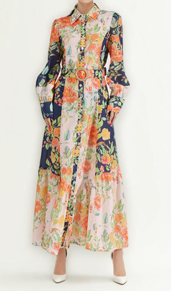 CYPRIAN FLORAL PRINTED LONG SLEEVE MAXI DRESS MISS LEE LABEL