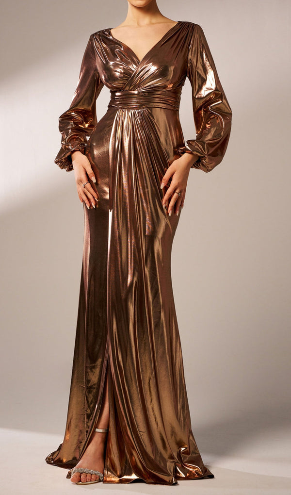 CRAVEN LONG SLEEVE V-NECK MAXI DRESS MISS LEE LABEL